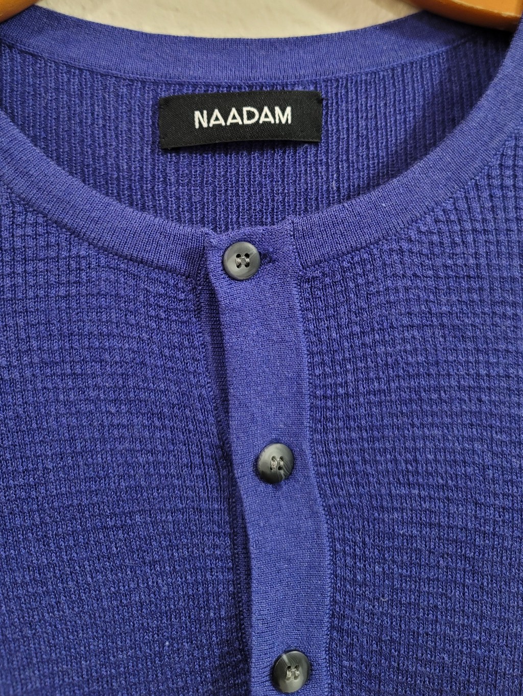 Naadam Silk Cashmere Henley Waffle Knit Thermal L